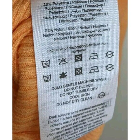 Vero Moda Top One Shoulder Short Sleeve Orange Ribbed Knit Stretch Medium - Picture 11 of 14